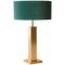 Brass Turquoise Velvet Table Lamp, France, 1970s 1