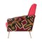 Mid-Century Cotton, Wool and Brass Raspberry Armchair, Italy, 1950s, Image 3