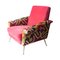 Mid-Century Cotton, Wool and Brass Raspberry Armchair, Italy, 1950s, Image 1