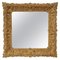 Gold Hand-Carved Wooden Square Mirror, Spain, 1970s 1