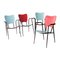 Black, Red and Blue Natural Fiber Metal Wood Italian Chairs by Doro Cundo, 1980, Set of 4 1