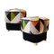 Pouf Mid-Century Multicolore en Laiton Noir, Italie, 1950s 1