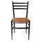 Mid-Century Black Lacquered Natural Fiber Chairs, Italy, 1950s, Set of 4 2