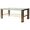 Mid-Century Table with Brass and Wood Structure, France, 1970s 1