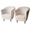 Mid-Century Armchairs Upholstered in White Bouclé Wool, Italy, 1950s, Set of 2 1