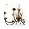 Mid-Century Gold, White, Brass & Glass Chandelier Pendant, Italy, 1950, Image 2
