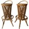 Mid-Century Round Natural Fiber Bamboo Stools, Italy, 1960, Set of 2 1