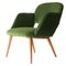 Mid-Century Modern Green Velvet & Teak Armchair, Czech Republic, 1960 1