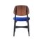 Mid-Century Modern Italian Blue Velvet & Black Wood Chairs, 1950, Set of 4, Image 3