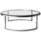 Runder Italienischer Mid-Century Modern Runder Messing Tisch aus Chrom, Glas & Stahl, 1960 1
