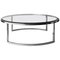 Table d'Appoint Mid-Century Moderne Circulaire Grise en Chrome, Acier et Verre, Italie, 1960 1