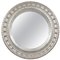 Specchio rotondo impero in legno intagliato a mano in stile neoclassico argentato, Immagine 1