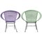 Fauteuils Modernes Mid-Century en Fibre Bleue, Violette, Fer et en Fibres Noires, Italie, 1960s, Set de 2 1