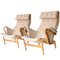 Swedish Brown & Beige Birch Model Pernilla Armchairs by Bruno Mathsson, 1950, Set of 2, Image 1