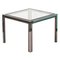 Mid-Century Modern Square Steel & Brass Side Table, France, 1970 1