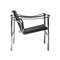 Italian Bauhaus Black Leather & Tubular Steel Armchair in the Style of Le Corbusier, 1980 5