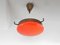 Mid-Century Orange Glass & Brass Ceiling Lamp, Image 2