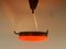 Orange Mid-Century Glas & Messing Deckenlampe 5