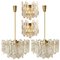 Ice Glass Light Fixtures from Kalmar, 2 Wall Scones and 2 Chandeliers, Set of 4 1