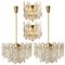 Ice Glass Light Fixtures from Kalmar, 2 Wall Scones and 2 Chandeliers, Set of 4, Image 1