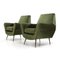 Grüne Samt Sessel, 1950er, 2er Set 4