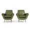 Fauteuils en Velours Vert, 1950s, Set de 2 3