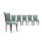 Velvet and Wood Dining Chairs, 1950s, Set of 6, Image 1