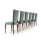 Velvet and Wood Dining Chairs, 1950s, Set of 6, Image 3