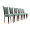 Velvet and Wood Dining Chairs, 1950s, Set of 6, Image 2