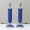 Blue Ceramic and Chromed Metal Table Lamps from PAN Goebel, 1980s, Set of 2 1