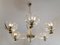 Brass & Glass Torchon 6-Arm Chandelier by Ercole Barovier for Barovier & Toso, 1940s 11