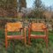 Wood and Straw Lounge Chairs, 1960s, Set of 2 1