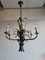 Mid-Century Bronze, Lacquered Iron & Faux Bamboo Chandelier 1