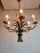 Mid-Century Bronze, Lacquered Iron & Faux Bamboo Chandelier 5