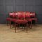 Französische Esszimmerstühle aus rotem Leder, 1920er, 6er Set 4