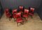 Französische Esszimmerstühle aus rotem Leder, 1920er, 6er Set 7