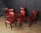 Französische Esszimmerstühle aus rotem Leder, 1920er, 6er Set 11