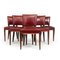 French Red Leather Dining Chairs, 1920s, Set of 6 1