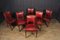 Französische Esszimmerstühle aus rotem Leder, 1920er, 6er Set 12