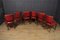 Französische Esszimmerstühle aus rotem Leder, 1920er, 6er Set 6