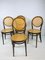 Mid-Century Bentwood & Rattan Bistro Chairs by Michael Thonet for Radomsko, 1960s, Set of 4 1