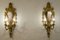 Louis XV Style Gilded Carved Wood 2-Light Sconces with Mirror, 1940s, Set of 2 2