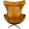Egg chair nr. 3317 in pelle color cognac di Arne Jacobsen per Fritz Hansen, Immagine 1