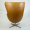Egg chair nr. 3317 in pelle color cognac di Arne Jacobsen per Fritz Hansen, Immagine 5