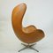 Silla Egg modelo 3317 de cuero coñac de Arne Jacobsen para Fritz Hansen, Imagen 3