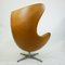 Silla Egg modelo 3317 de cuero coñac de Arne Jacobsen para Fritz Hansen, Imagen 4