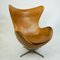 Cognacfarbener Modell 3317 Egg Chair von Arne Jacobsen für Fritz Hansen 2