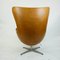Egg chair nr. 3317 in pelle color cognac di Arne Jacobsen per Fritz Hansen, Immagine 6