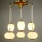 Glass & Brass 6-Light Ceiling Lamp from Doria Leuchten, 1950s 3