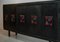 Large De Coene Style Belgian Brutalist Black Sideboard with Red Accents, 1960s 13
